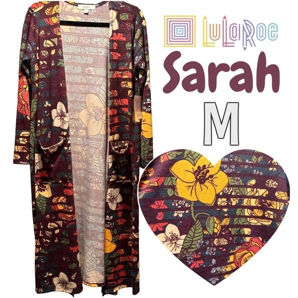 LuLaRoe Sweaters - LulaRoe Sarah Long Sleeve Ankle Cardigan Cozy Slightly Thick Floral Boho M 10-12
